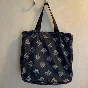 LeSportSac LeZip Tote with silver fleur-de-lis print